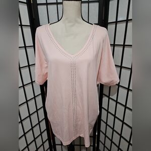 NWT Chico's Size 3 (XL)  Embellished V  Dolman Knit Op In English Rose
